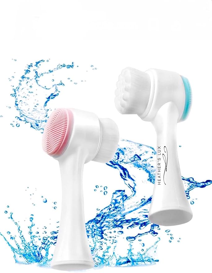 Face Brush, 2 in 1, Facial Cleansing Exfoliating Brush, Double Sided Soft by HeathersLux