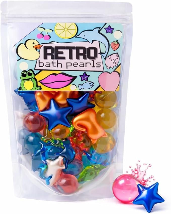 Retro Bath Beads Jumbo Pack of 30. Various Shapes and Scents. Animals, Pearls. by Bare+Boutique