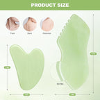 2PCS Jade Stone Gua Sha Set Face Massager Jade Facial Tools Body Lymphatic - Image 2