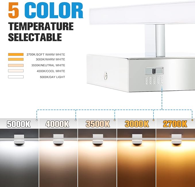 VOLISUN Modern Over Mirror Chrome Bar Vanity Light - Image 2