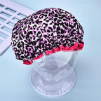 Womens Pink Leopard Print Shower Caps - Image 6