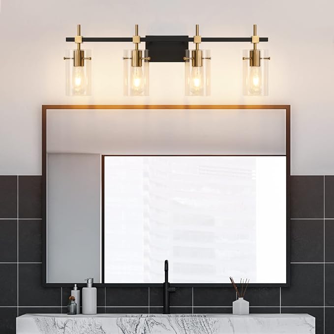 SOLFART Farmhouse Brass Bathroom Vanity Lights fixtures Over Mirror Vintage - Image 8
