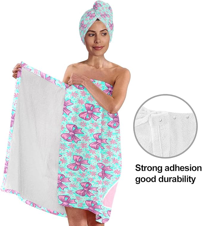 Bow Towel Wrap for Women Girls – Microfiber Shower Spa Wrap - Image 4