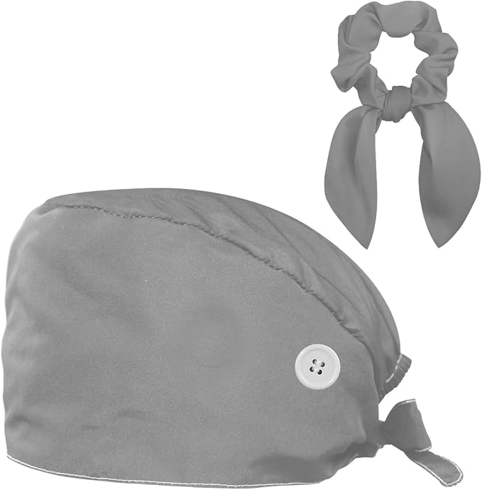 Scrub Cap with Hair Scrunchy, Ponytail Holder Surgical Cap by FVQL