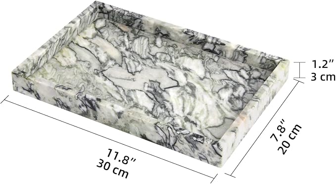 Marble Bathroom Vanity Tray, Natural Luxury Vanity Home Kitchen Bathroom Table - Image 3