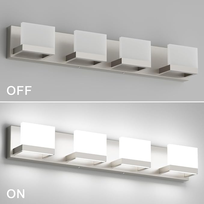 Tipace 4 Lights LED Modern Vanity Light Brushed Nickel Bathroom Lighting - Image 8