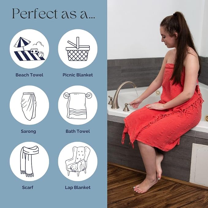 InfuseZen Stonewashed Turkish Bath & Beach Towel –100% Organic Turkish Cotton - Image 5
