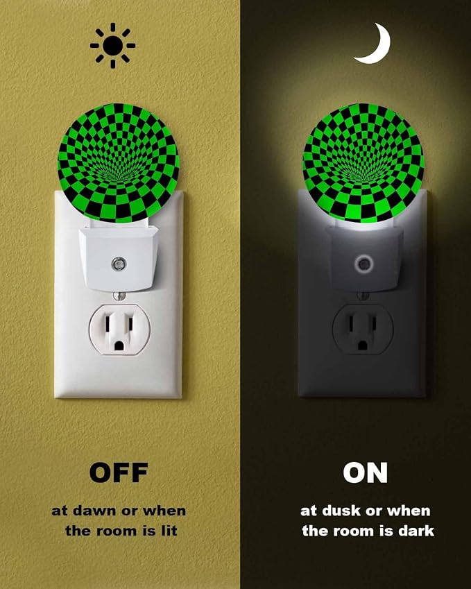 Night Lights Auto Sensor Green Black Checker Night Light 3D Abstract Mosaic - Image 6