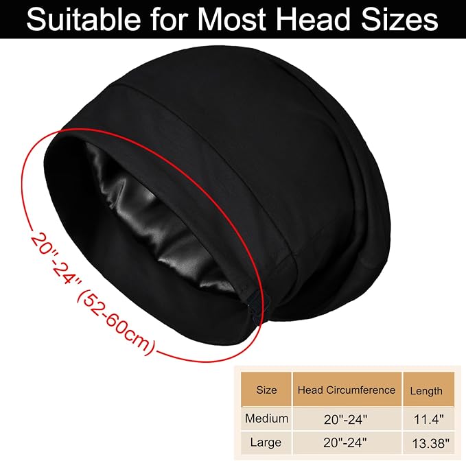 Satin Bonnet for Sleeping Night Cap, Adjustable Satin Lined Silk Bonnets Sleep - Image 5