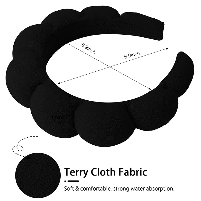 WHAVEL 3 Pack Spa Headband Skincare Headbands, Makeup Headband Sponge Terry - Image 5