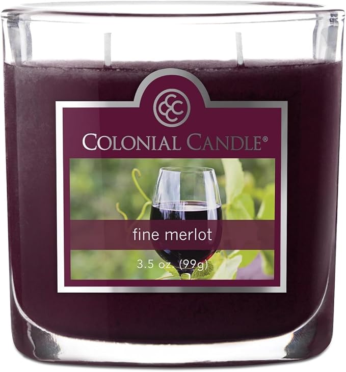 Colonial Candle Fine Merlot Scented Jar Candle, 2 Wick, 3.5 oz, Mottled Wax by ColonialCandle