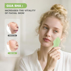 2PCS Jade Stone Gua Sha Set Face Massager Jade Facial Tools Body Lymphatic - Image 3