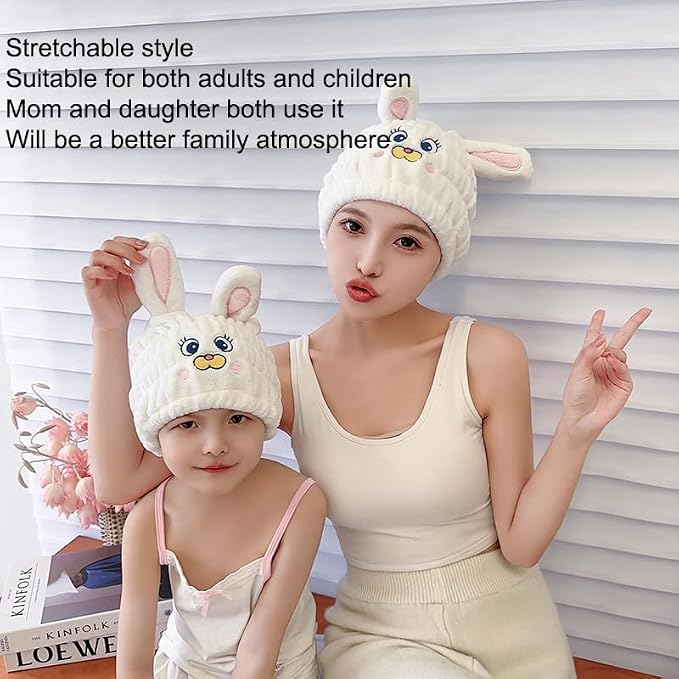 Animal Hair Drying Towel Caps, Cute Children Hair Drying Wrap as Gift - Image 2