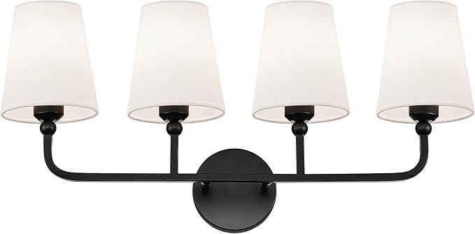 Bathroom Light Fixtures, 4 Light Matte Black Vanity Lights by Metwet