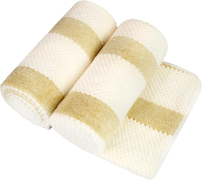 JML Microfiber Bath Towels Set, 2 Pack, Super Absorbent, Fast Drying, Waffle - Image 2