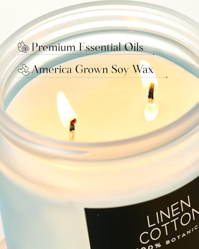 M&SENSE Fresh & Linen Cotton Scented Candles, 11.6oz Natural Soy Wax, 70-Hour - Image 4