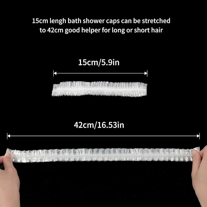 100 Pcs Disposable Plastic Shower Caps Clear Elastic Thick Bath Cap - Image 5