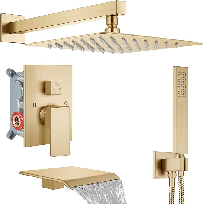 Midanya Shower System with Tub Spout, Bathtub Shower Faucet Set with Square by Midanya