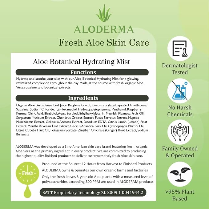 Aloderma Aloe Botanical Hydrating Mist Made - Image 7