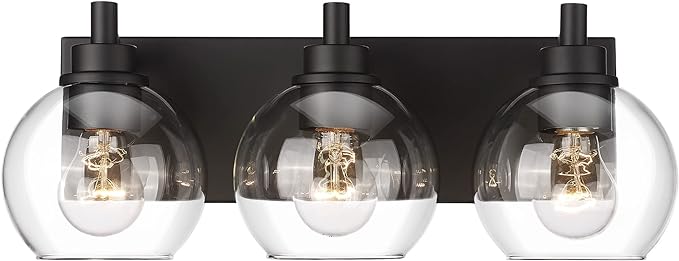 Bathroom Light Fixtures, 3-Light Matte Black Vanity Light, Modern Wall Sconces by Metwet