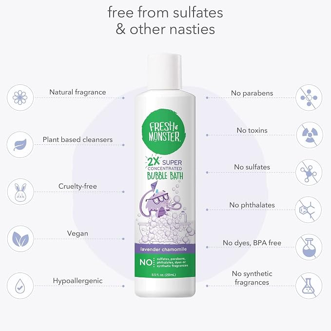Fresh Monster Kids Foaming Bubble Bath | Hypoallergenic, Natural - Image 4