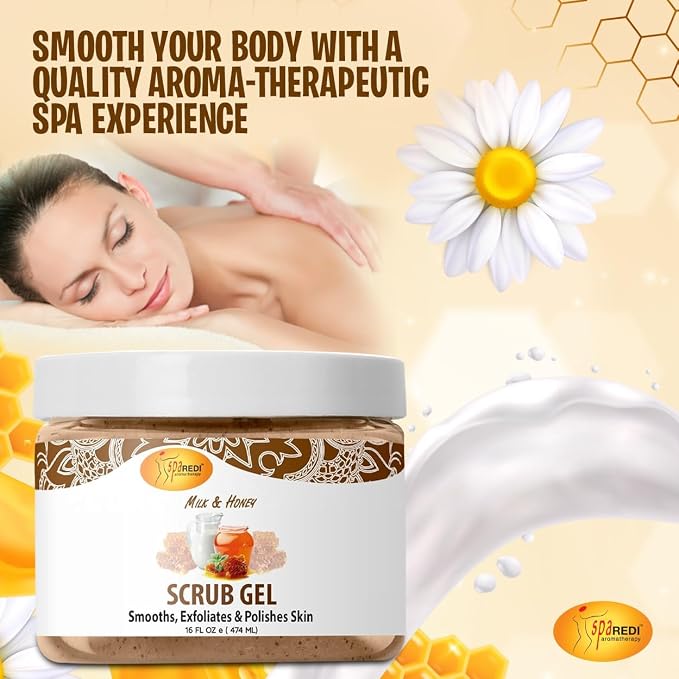 SPA REDI – Exfoliating Scrub Pumice Gel, Milk and Honey, 16 Oz - Image 3