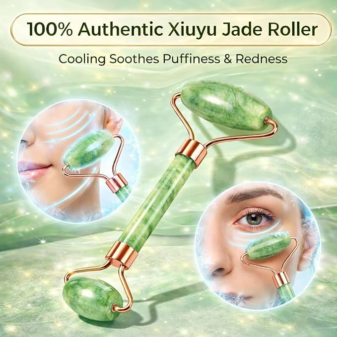 Lymphatic Contour Face Brush & Natural Jade Roller Set - Image 4