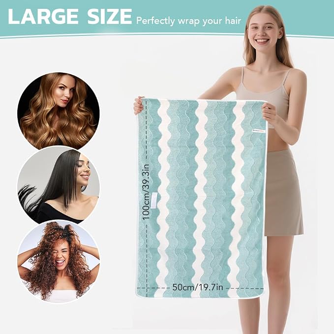 SUNLAND Microfiber Hair Towels Anti Frizz Hair Drying Towel Super Absorbent - Image 2