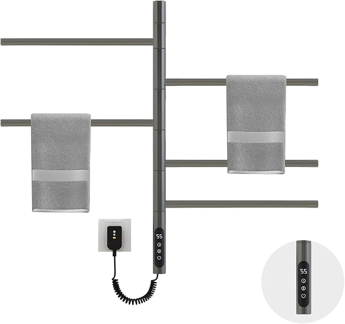 Electric Towel Warmer, 5-Bar Rotating Heated Towel Rack, 2-3 Minutes to by SEHAUSEU