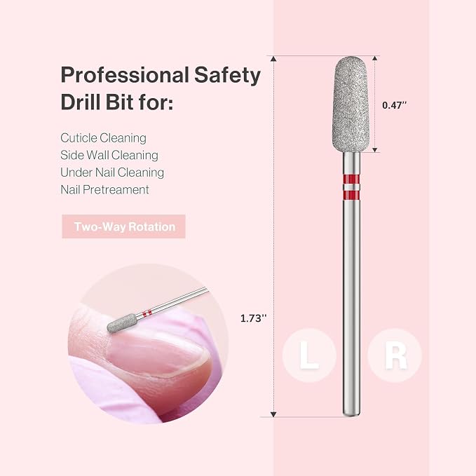 MelodySusie 5mm Round Tapered Cuticle Clean Nail Drill Bit 3/32'', Professional - Image 5