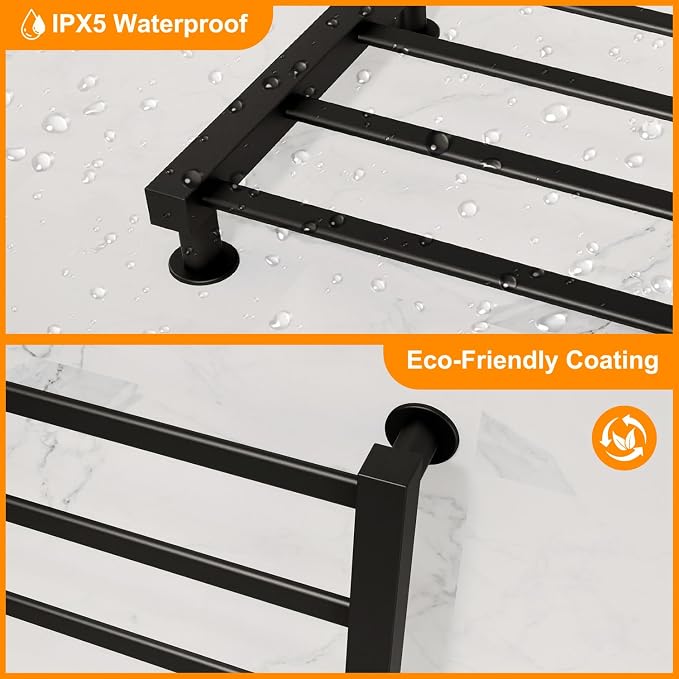 ENZE Smart Heated Towel Rack, 4-Bar Wall-Mounted Electric Towel Warmer 115W - Image 7