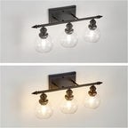 3-Light Bathroom Light Fixtures Matte Black Vanity Light Over Mirror Modern - Image 9