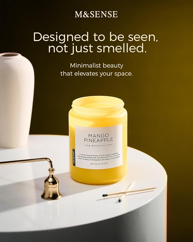 M&SENSE Mango Pineapple Scented Candle, 19.4oz Non Toxic Natural Soy Wax 110 - Image 4