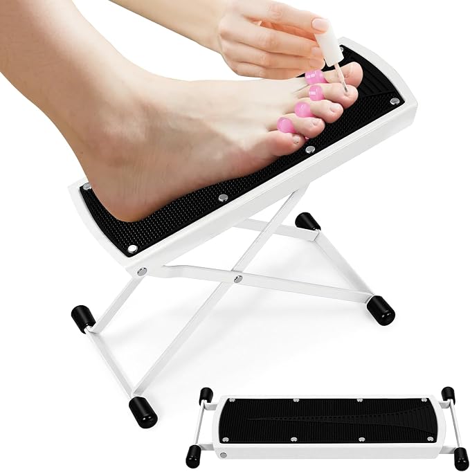 Pedicure Foot Rest, 6 Heights Adjustable Foot Stool, Upgraded Metal Foldable by Unknown