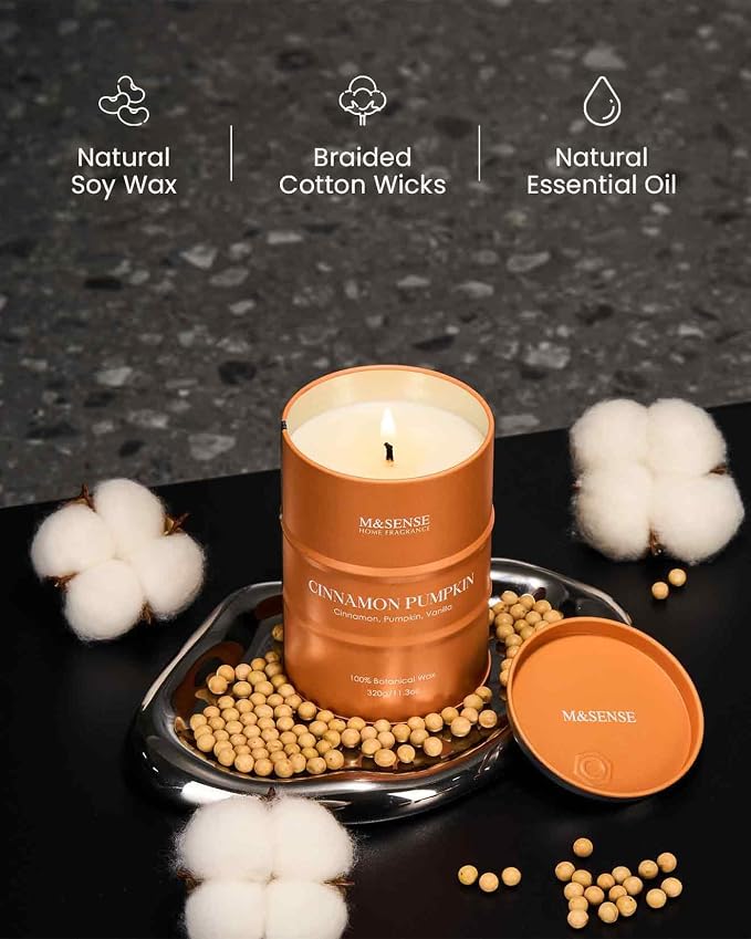 M&SENSE Cinnamon Pumpkin Scented Candles Christmas Decor, Natural Non Toxic - Image 3