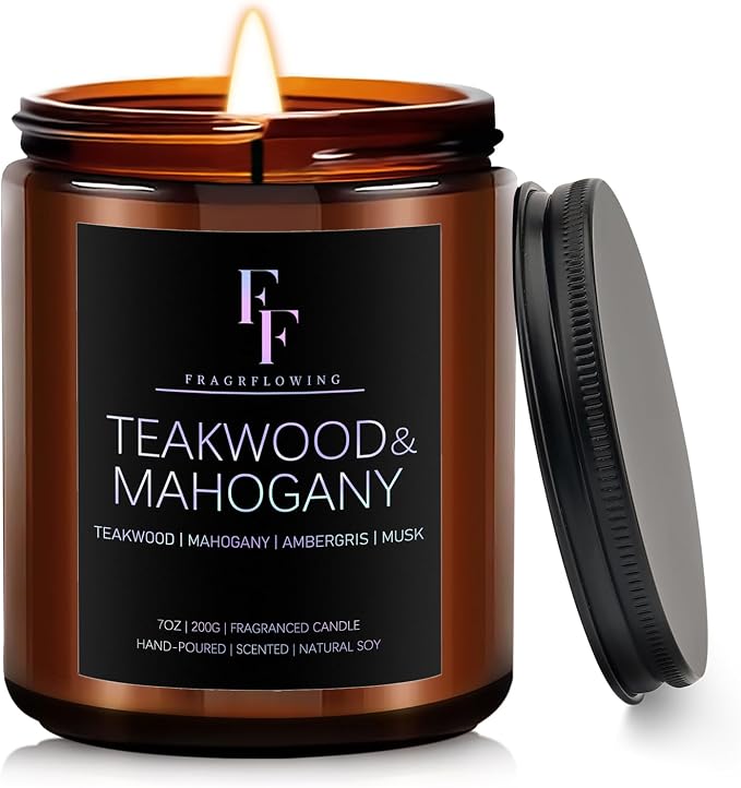 Teakwood & Mahogany Candle, Scented Candle by FFFRAGRFLOWING