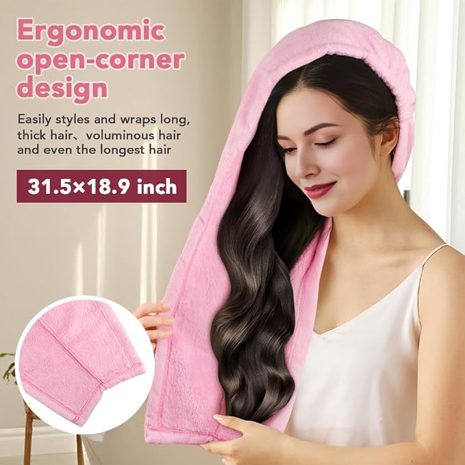 AIDEA Microfiber Hair Towel, Open Wide-End Hair Towels, Super Absorbent Hair - Image 2