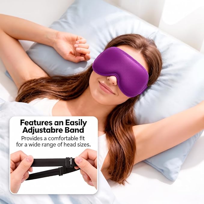 Weighted Cooling Sleep Mask, 6oz 3D Blackout Eye Mask - Image 3