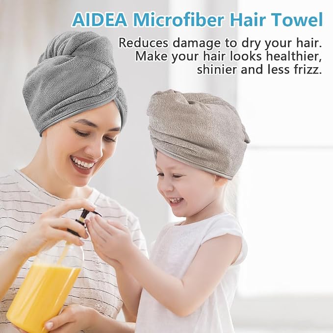AIDEA Microfiber Hair Towel Wrap, 5 Pack Hair Turbans, Super Absorbent Quick - Image 6