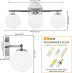 Globe Bathroom Light Fixtures Chrome Vanity Light - Image 3