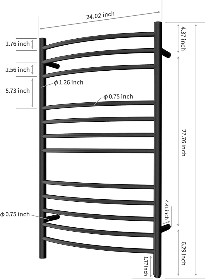 HEATGENE Towel Warmer Wall Mount Electric Plug-in/Hardwired Heated Towel Rack - Image 5