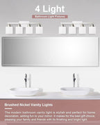 Sailstar 4-Light Bathroom Light Fixtures Over Mirror, Glass Shade & Anti-Rust - Image 3