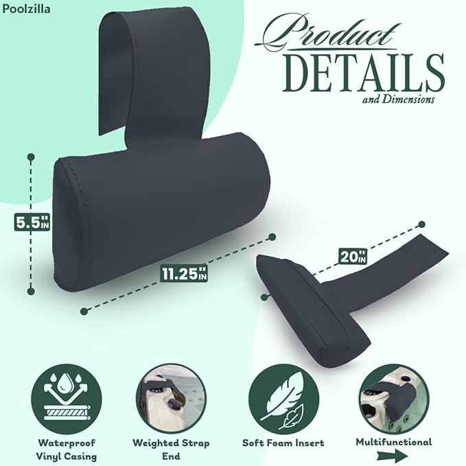 Poolzilla Universal Black Spa Pillow, Made of Soft Foam - Image 2