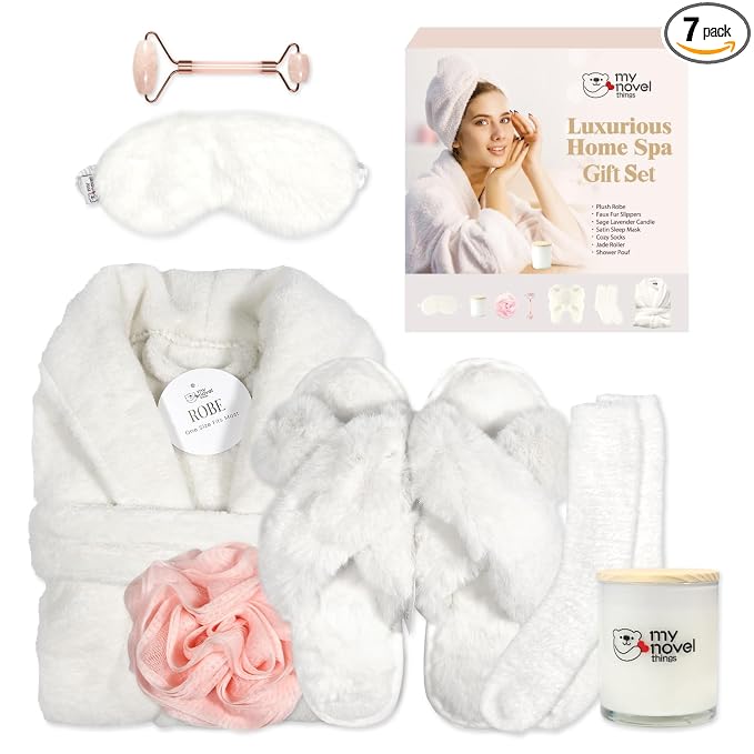 my novel things Birthday Gifts for Women, Bathrobe Set, Spa Robe and Slippers by mynovelthings
