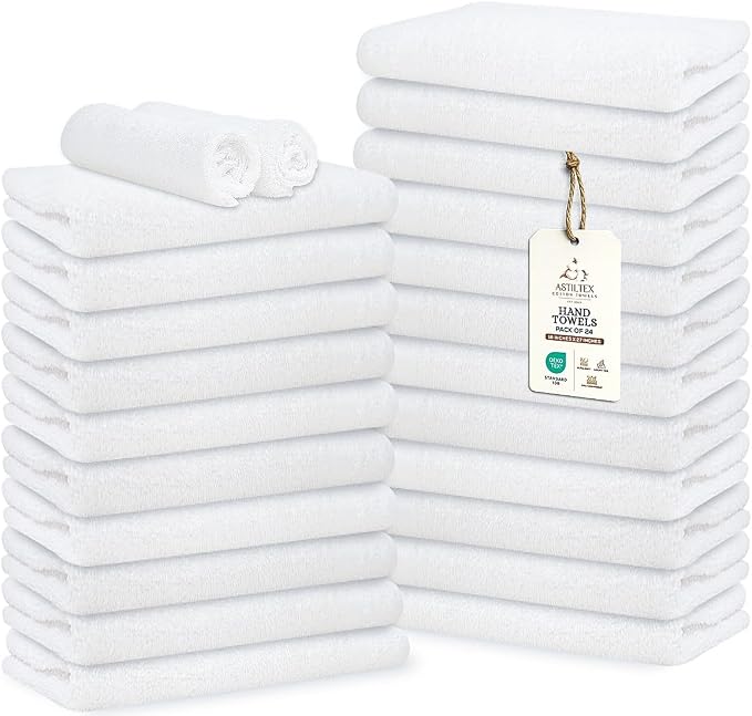 Premium 100% Cotton Hand Towels – Pack of 24, 16x27 Inch – Quick-Dry, Highly by ASTILTEXCottonTowels