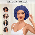 3 Pack Reusable Shower Caps for Women Waterproof, Large Hair Cap for Shower and - Image 5