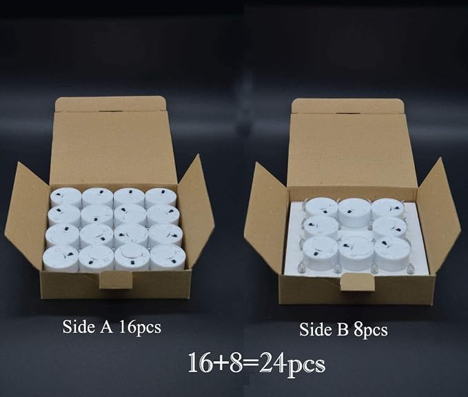 JUNPEI Pack of 24 Flameless Tea Light Candles Realistic Flickering:Battery Long - Image 5
