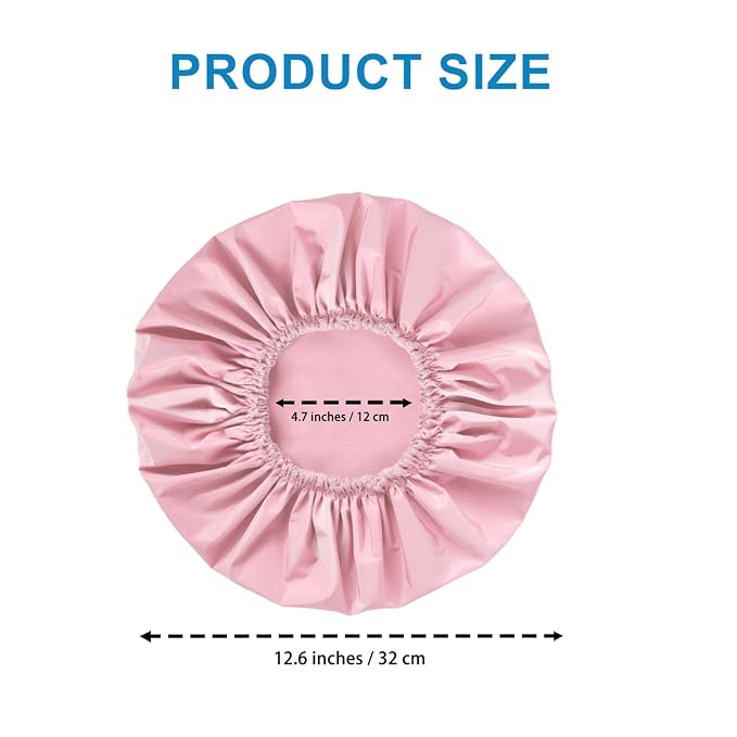 Shower Cap for Women, Double Layer Waterproof Bath Cap, Reusable Hair Protector - Image 4