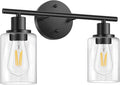 FOLKSMATE Bathroom Light Fixtures, 2 Light Matte Black Vanity Light, Vintage by FOLKSMATE