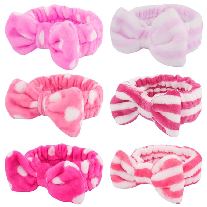 WHAVEL 6 Pack Pink Spa Headband Makeup Soft Skincare Shower Headbands Fluffy by Whavel